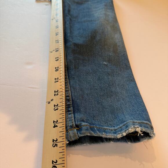 Zara Man Distressed Jeans Men’s 28 | Y2K Grunge Straight Fit Raw Hem Denim - Picture 6 of 9